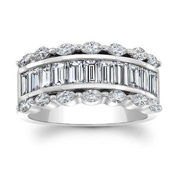 ✨ Three Layer Gems Eternity Zircon Silver Fashion Ring for Women, EVGG1420 - Picture 5 of 7